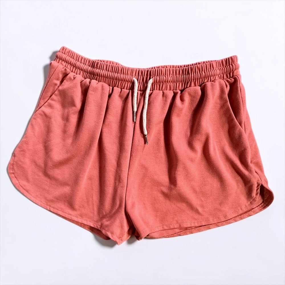 Shein Womens Coral Pink Drawstring Dolphin Lounge Shorts Size Large L 8/10